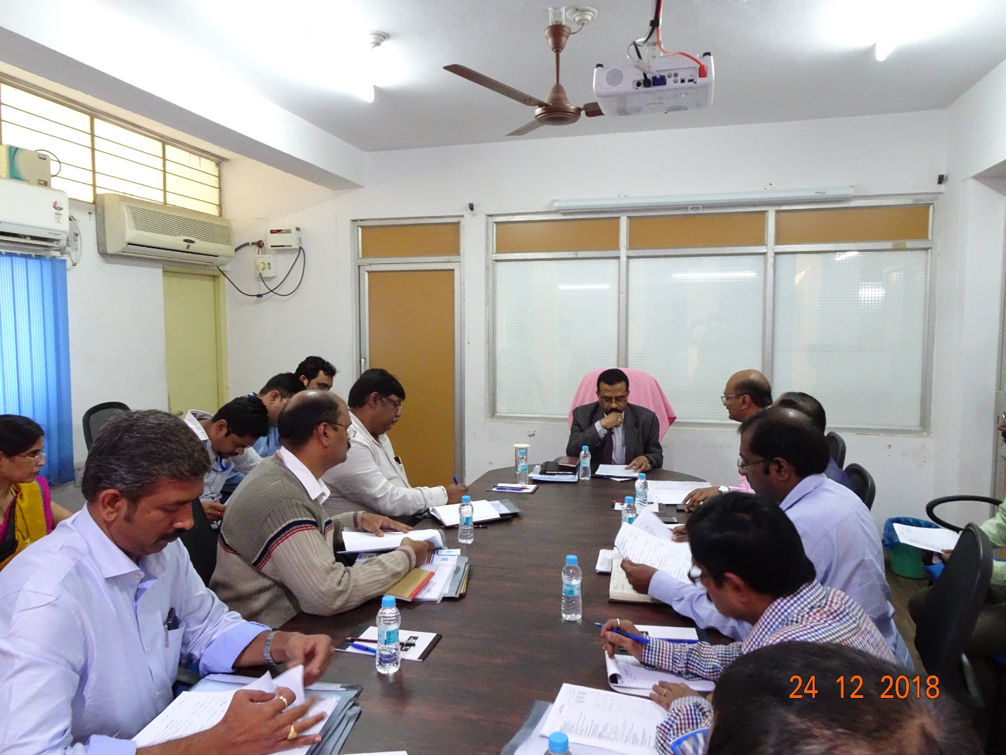 A Performance Review of Zonal Office: South-II was conducted on 24.12.2018.  The meeting was chaired by Shri P.Udaya Kumar, Director (P&M) and attended by Shri K.Srinivas, Zonal Head-South-II, alongwith the Branch Heads of Balanagar, Hyderabad, Vijayawada and Visakhapatnam.During the Review, performance upto Nov’18 was reviewed and action plan upto Mar’19 was discussed.  Director (P&M) instructed all the Branches in the zone to achieve the assigned targets.