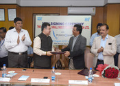 NSIC signed an MOU with M/s.Power2SME on 29th August 2017 to further facilitate MSMEs in sourcing variety of raw materials like Chemicals, inks, Paints, Metals, Polymers. This MOU would facilitate the two companies in reaching out to the doorsteps of MSMEs pan India with an enriched bouquet of Raw Materials, enabling MSMEs  to focus on their core business. The MOU was signed by Shri Ravindra Nath, CMD,NSIC & with Shri. R Narayan, Founder and CEO, Power2SME & Vice President, FICCI (CMSME) in the presence of senior officials of NSIC. 
<BR>
Speaking on this occasion, Shri Ravindra Nath, CMD, NSIC stated that NSIC and M/s.Power2SME (P) Ltd will further empower and propel Indian MSMEs on the fast lane of growth by making them cost competitive. He added that NSIC is in the forefront of facilitating Micro, Small and Medium Enterprises through package of Services .NSIC facilitates MSMEs with a set of specially tailored schemes to enhance their competitiveness. NSIC provides integrated support services under Marketing, Technology, Finance and other Support services.
<br/>
<a target="_blank"  href="https://www.facebook.com/NSICLTD/photos/pcb.1536551313049543/1536547206383287/?type=3&theater"><font color="#FF6600"><p align="right">Click here to view  more images.</p></font></a> 
<p align="right">
<font color="#A9A9A9" align="right">August 29, 2017 </font></p>