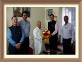 Shri Ravindra Nath, CMD, NSIC and other Officers  of Ministry of Micro, Small and Medium Enterprises felicitating the hon`ble Union Cabinet Minister of Micro, Small and Medium Enterprises Shri Kalraj Mishra on the occasion of Deepawali.