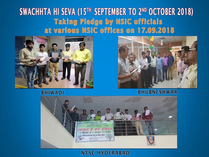 Taking Pledge by NSIC officials at various NSIC offices on 17.09.2018  for 'Swachhta Hi Seva',(15 Sept. 2018 to 02 Oct. 2018) .