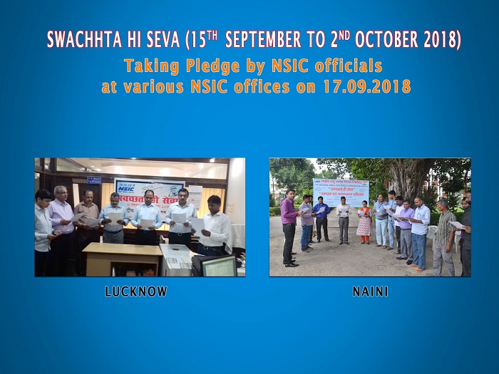 Taking Pledge by NSIC officials at various NSIC offices on 17.09.2018  for 'Swachhta Hi Seva',(15 Sept. 2018 to 02 Oct. 2018) .