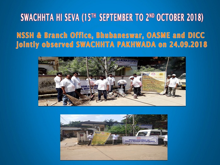NSSH & Branch Office, Bhubaneswar, OASME and DICC jointly observed “SWACHHTA PAKHWADA” on 24-09-2018
