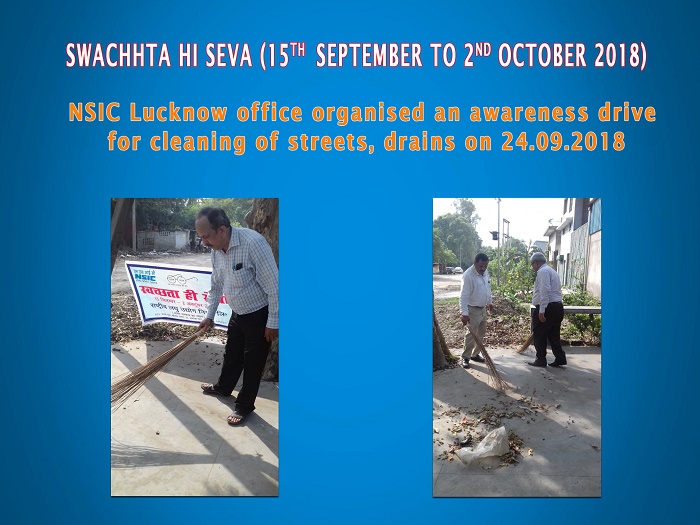 NSIC Lucknow office organised an awareness drive for cleaning of streets, drains on 24/09/2018
