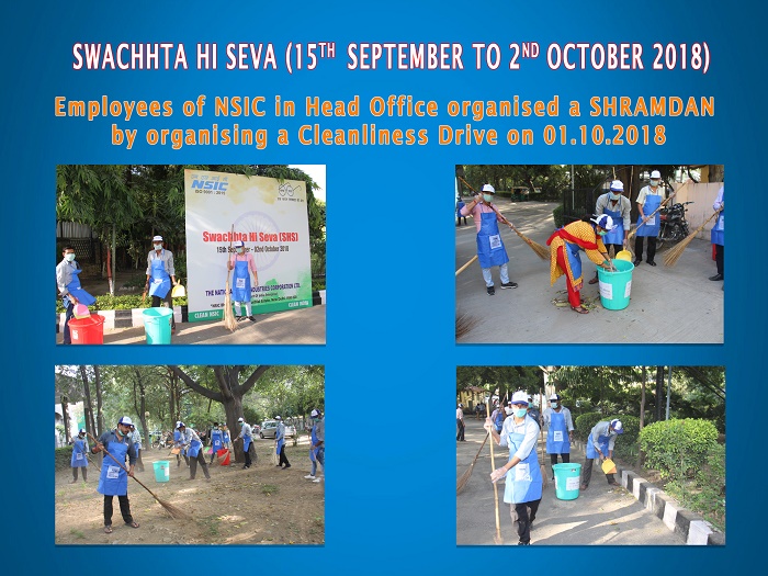 Employees of NSIC in Head Office organised a SHRAMDAN, by organising a Cleanliness Drive