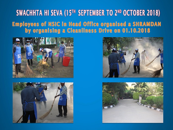 Employees of NSIC in Head Office organised a SHRAMDAN, by organising a Cleanliness Drive