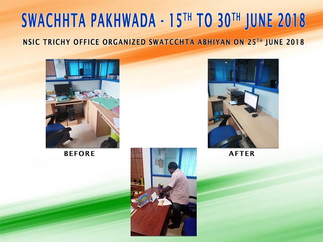 NSIC Trichy office organized Swachhta Abhiyan on 25-06-2018