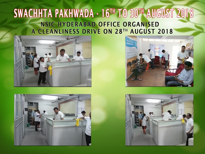 NSIC Hyderabad office has organised a cleanliness drive on 28.08.2018