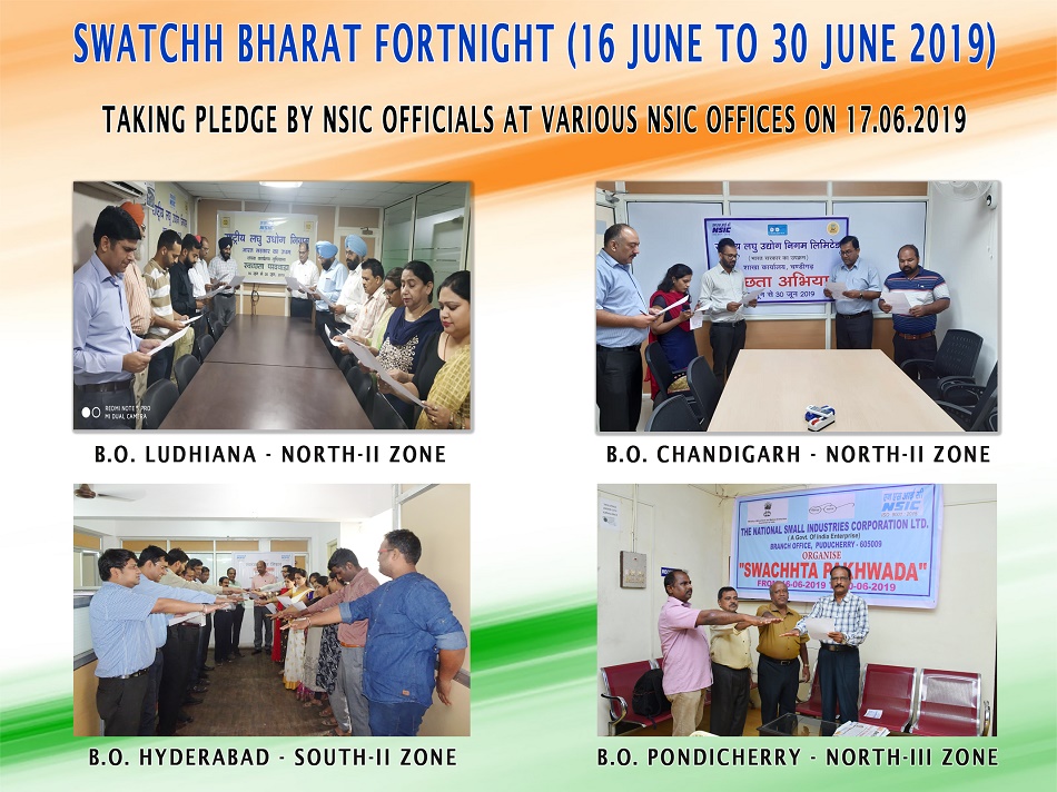 Taking Pledge by NSIC officials at various NSIC offices on 17.06.2019 on Swatchh Bharat Fortnight (16 June 2019 to 30 June. 2019)