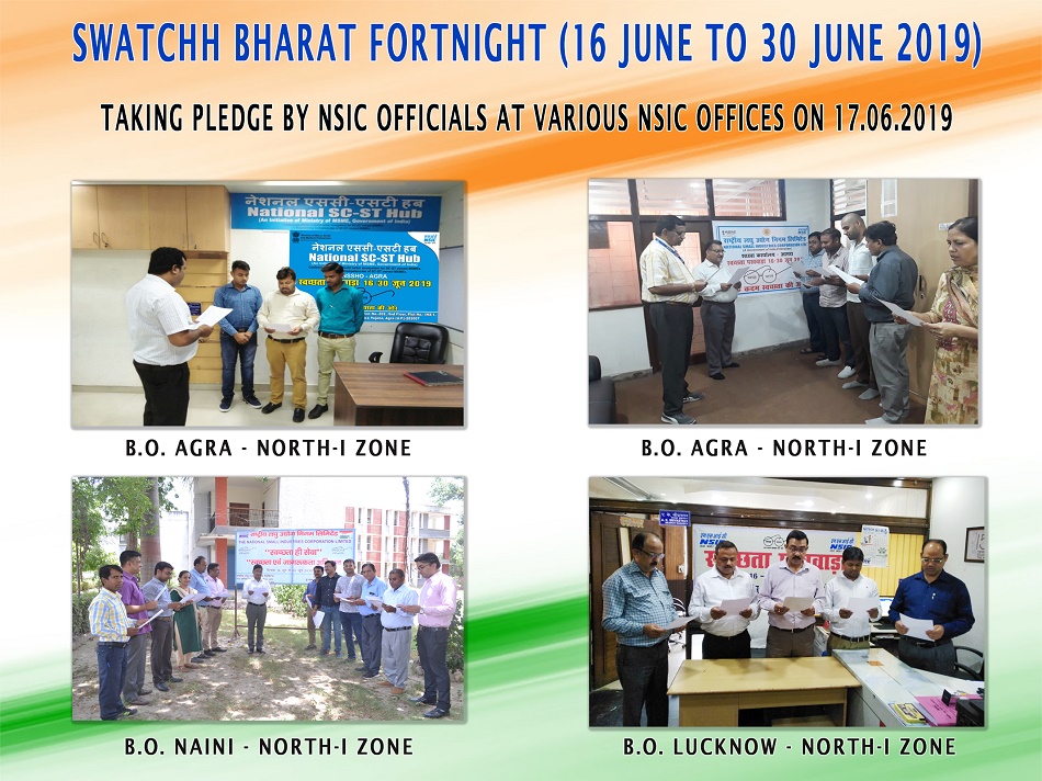 Taking Pledge by NSIC officials at various NSIC offices on 17.06.2019 on Swatchh Bharat Fortnight (16 June 2019 to 30 June. 2019)