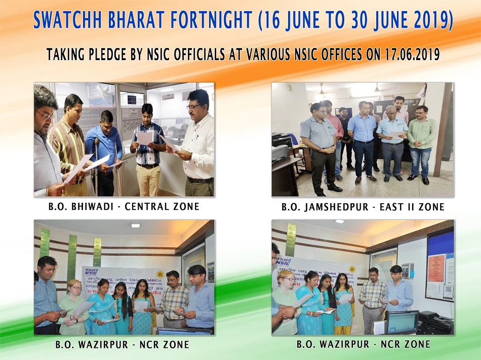 Taking Pledge by NSIC officials at various NSIC offices on 17.06.2019 on Swatchh Bharat Fortnight (16 June 2019 to 30 June. 2019)