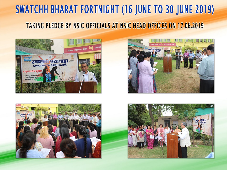 Taking Pledge by NSIC officials at NSIC Head office on 17.06.2019 on Swatchh Bharat Fortnight (16 June 2019 to 30 June. 2019)