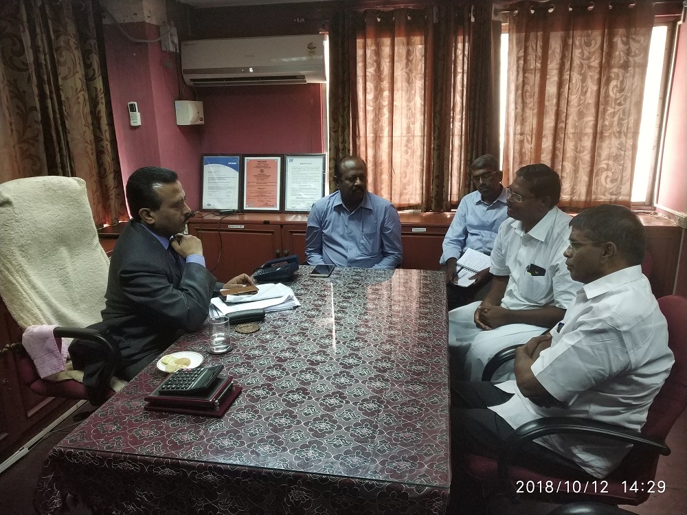 A meeting was held by Shri P. Udayakumar DPM, NSIC with the industry association “The Southern India Engineering Manufacturers association, Coimbatore” (SIEMA) on 12.10.2018 at Coimbatore. Discussion was held for the requirement of raw material like Iron & Steel, Coke, Pig iron, Electrical Steel and Rare Earth Minerals by MSEs. DPM also enquired about the usage of NTSCs in testing of Pumps with respect to power consumption. SIEMA president mentioned that they need more testing facilities in the area of Solar Panel testing, Solar pump testing, Testing of Capacitors and Electricals and properties testing in Electro Steel. Director (Planning & Marketing) mentioned about possible new interventions, mainly on the avenue of Multi Product Stockyard under the RMD scheme of NSIC.  DPM also held meetings with Erode Plastic Association, DICCI (Coimbatore chapter) and CIAI at NSIC Branch office Coimbatore and discussed on various issues related to the MSME sector.