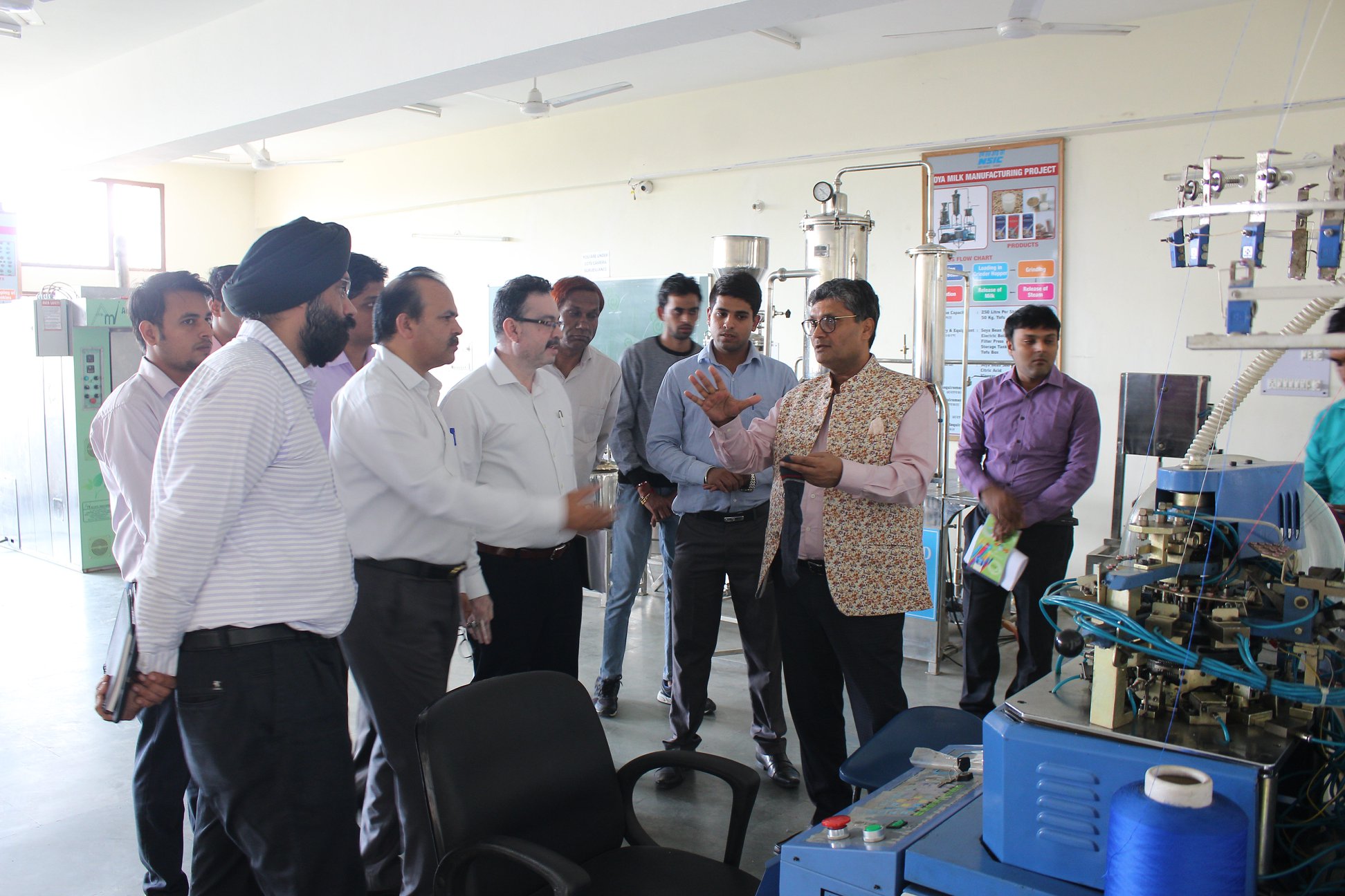 Sh. Sudhir Garg, CMD, NSIC along with CGM(Tech) visited NTSC Neemka on 3rd November 2018. During the visit, CMD had detailed discussions with Mr. Rajesh Kumar, Head of the Centre and other officers on the activities of  the centre. He advised  them to  expand the ambit of activities and reach of the centre through Technological Interventions and to address the challenges faced by traditional Micro Enterprises.
CMD also took tour of the Building premises, workshops, class rooms and interacted with the faculties, students. He further suggested the faculties and officials to enhance the knowledge base and skills of the learning students. 
The visit of the CMD marked as an opportunity for the centre towards expansion in the areas discussed by him for sustained growth of the centre.
