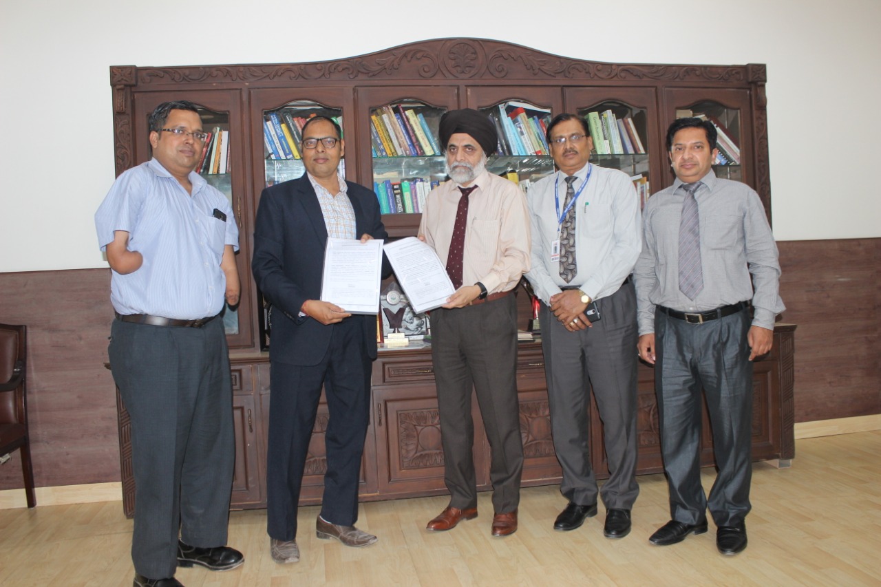 NSIC Technical Services Centre ,(Rajpura),Punjab signed MOU with RIMT University ,Mandi Gobindgarh ,Punjab for skill training to students of university of various discipline. Present on the occasion Dr A S Chawla (Vice Chancellor ) and Shri Rakesh Mohan ,Registrar shared the need of skill training to students of university.First batch of training to approx 30 Nos students shall start tentatively from 3rd Week of Jan 2019.Shri Ram K Yadav, Centre Head, NTSC (Rajpura) coordinated this initiative. 