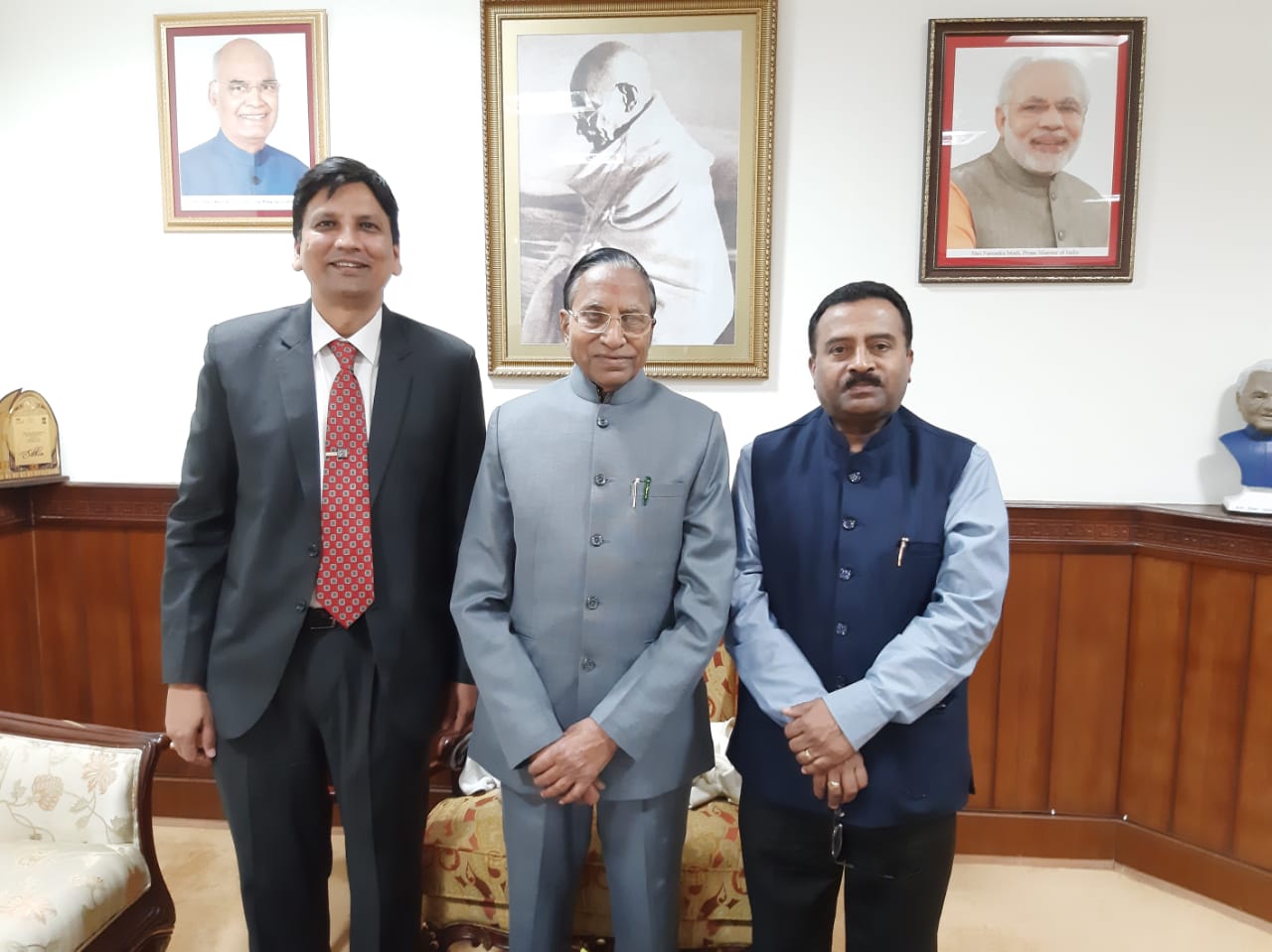 Hon'ble Governor, Sikkim Shri Ganga Prasad who was present as Chief Guest for National SC ST Hub State Conclave(Gangtok) applauded the various initiatives of NSIC for the growth of MSME sector in the country. On this occasion on 27th Feb 2019, Shri P.Udayakumar, Director (P&M), NSIC discussed with Hon'ble Governor on ways to support SC ST entrepreneurs of Sikkim , offering benefits of NSIC schemes to the youth of Sikkim and training programs for aspiring entrepreneurs through NSIC incubators. Also seen in the picture is Dr. Avinash Choudhary, Zonal Head (North east).