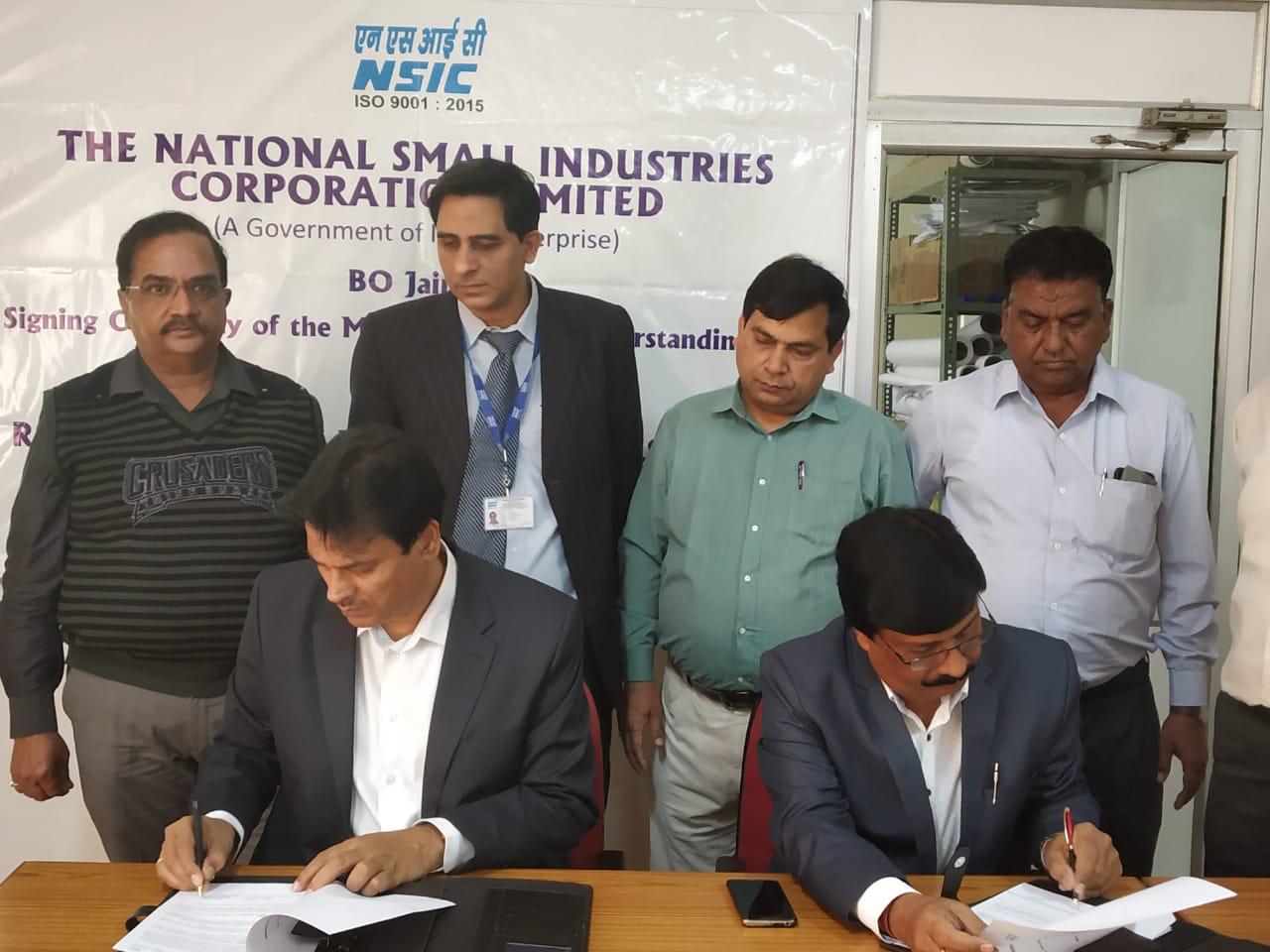 NSIC Jaipur has signed an MOU with Rajasthan State Mines & Mineral Ltd. at  Jodhpur on 06th March 2019  for the supply of Chemical Grade Lime stone & other minerals .This will give an edge to NSIC to connect & serve more & more MSME units in this sector.