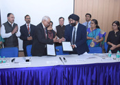 NSIC Technical Services Centre, New Delhi & Amity University Uttar Pradesh (AUUP) signed an MoU to synergize the resources and give impetus to generation of new entrepreneurs by imparting training during internship to the students of Amity on new technologies using the infrastructure in Advance Training Centre in NSIC Technical Services Centre, Okhla. 
Mr. Satvinder Singh, Chief General Manager, NSIC & Dr. Babu Lal Arya, Registrar, Amity Univ. signed and exchanged MOU on 14.11.2017 in the presence of Mr. Ravindra Nath, CMD, NSIC, Prof. (Dr.) Balvinder Shukla, Vice Chancellor, Amity Univ., Prof. (Dr.) Sanjeev Bansal, Director,  Amity Business School and other officials & faculties from NSIC & AUUP. This initiative would help Amity students enhance their knowledge by getting hands on training on latest technologies under the guidance of qualified and experienced faculties. Also such training to the youth would help in developing new projects inspiring them to become entrepreneurs.
<a target="_blank"

href="https://www.facebook.com/NSICLTD/photos/pcb.1609182709119736/1609180289119978/?type=3&theater"><p align="right">Click here to view  more images</p></font></a>


<p align="right">
<font color="#A9A9A9" align="right">Nov.15, 2017 </font></p>
