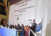 Mr. Ravindra Nath, CMD, NSIC while sharing the platform with H.E. Cdr. Robert D Mugabe, Hon’ble President of Zimbabwe at 11th Symposium on “Research on Unlocking the Entrepreneurship-Bridging the Gap” appreciated the opportunities which exist between MSMEs of Zimbabwe and India. Mr. Ravindra Nath  was the key international speaker  invited in the Symposium by the Research Council of Zimbabwe to share his experiences on how India created an eco-system for building an enabling environment for Indian SMEs. 
<br>
The symposium besides having the presence of Hon’ble President of Zimbabwe also had the presence of Vice President of Zimbabwe, top scientists and representatives of various SMEs of Zimbabwe and the Ambassador of India.
<br>
Mr. Nath was leading a delegation of 16 MSMEs of India to Zimbabwe at the instance of H.E. Mr. R. Masukai, Ambassador of India in Zimbabwe who was very instrumental in affirming that each visiting MSME from India finds right match for creating a suitable business alliance in Zimbabwe in the special Business event organized by Embassy of India in Harare.
<br>
Indian visiting MSMEs found Zimbabwe to be the land of opportunities for business  and found various prospective partners especially in the field of food processing, bakery, soya bean milk plant, and other light engineering projects in the Business Event organized by Embassy of India specially for this purpose. 
<br>
<a target="_blank" href="https://www.facebook.com/NSICLTD/photos/pcb.1340873269284016/1340873189284024/?type=3&theater"><font color="#FF6600">Click here to view  more images.</font></a> 